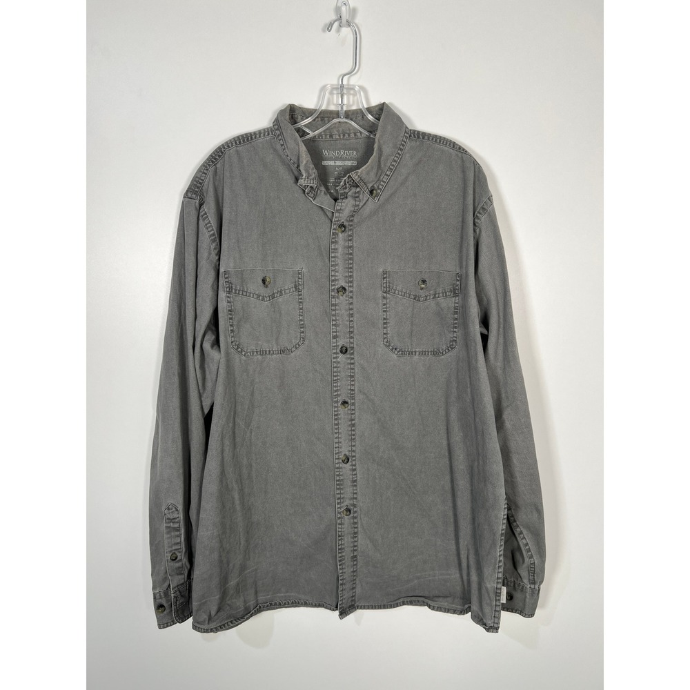 Indie Sleeze Distressed Grey Long Sleeve Button Down Boyfriend  Shacket Shirt XL